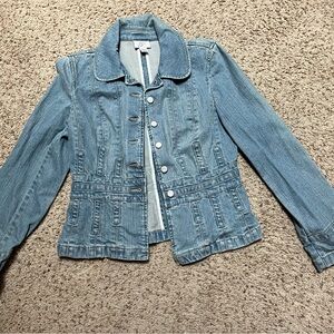 LOFT Light Blue Denim Jacket with Tailored Seams